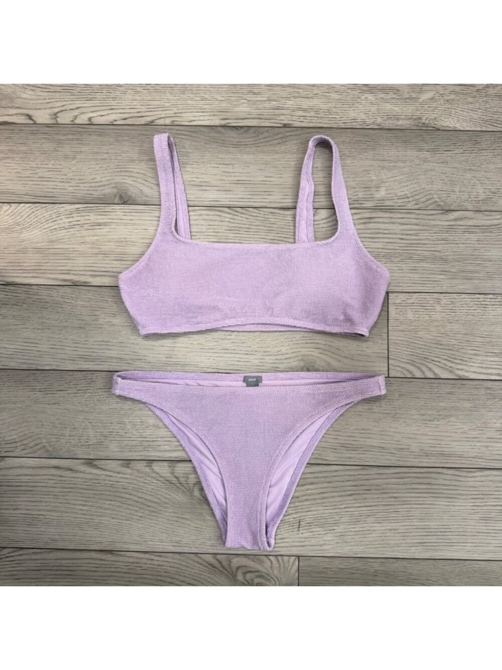 AERIE crinkle lavender scoop bikini & cheeky bottom